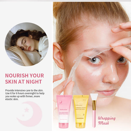 Glow night Wrapping Mask Deep Hydration Care Reduces Sagging&Dullness Even Skin Tone Mask Collagen Turmeric Hydrating Moisturize