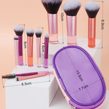 10pcs Mini Makeup Brush Set Powder Eyeshadow Foundation Blush Blender Concealer Beauty Makeup Tools Brush Professional Supplies