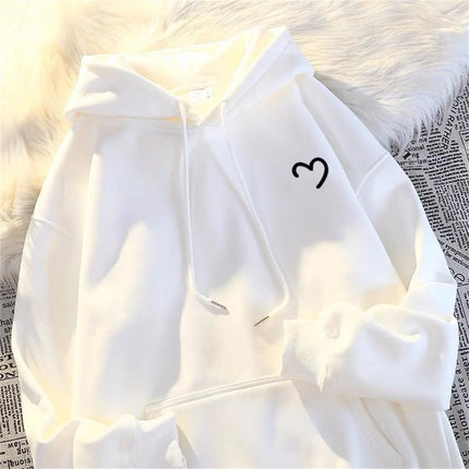 Solid color Love Print Hooded Coat Spring And Autumn Dressing Up Collection Casual Fashion Trends Versatile Laziness Feeling
