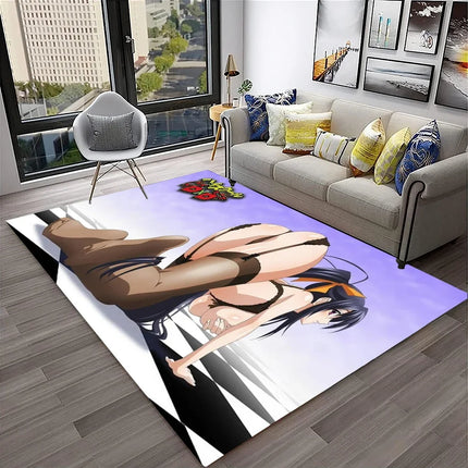 High School DxD Sexy Girl Cartoon 3D Carpet Rug for Home Living Room Bedroom Sofa Doormat Decor, Kids Area Rug Non-slip Floor Mat