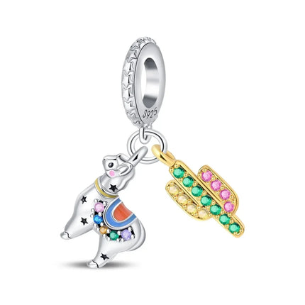 925 Sterling Silver Desert Pyramid Camel Elephant Charm Bead Fit Bracelet Original Charm for Women DIY Jewelry Making