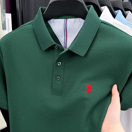 100% pure cotton high-end brand men's short sleeve polo shirt, summer fashion, original pony embroidery, golf polo, casual T-shirt
