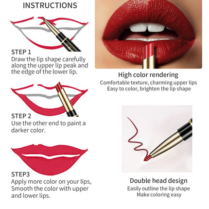 Matte 14-colors Lip Liner Pencil Bevel Design Nib Lip Contour Lipstick Nude Brown Lipstick Pencil Natural Lasting Lipliner Makeu