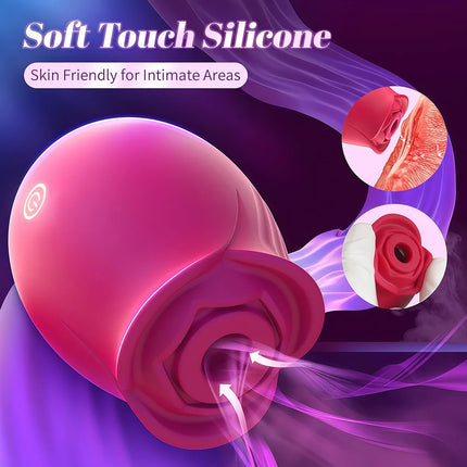 Sucking Vibrator Rose Sex Toy for Women, 10-Speed Vibrator Automatic Adult Sex Toy Tongue Licking Rose Flower Vibrator Massager