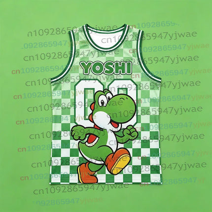 2026 Men Women Super Bros Yoshi Peach Cosplay Sleeveless Vest Summer T-Shirt Kid Cartoon Basketball Vest Top for Anime Fans Gift