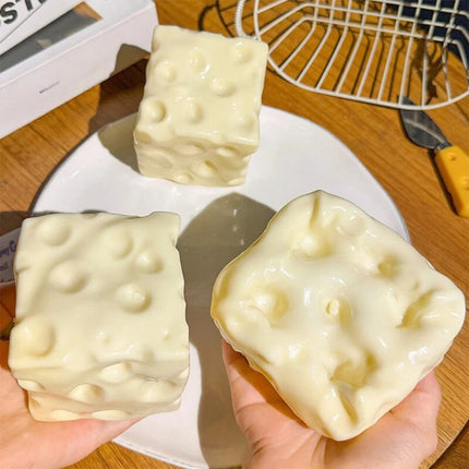 In Stock Jumbo Cheese Cube Stress Ball Shapeable Squeeze Decor Non-Bounce or Bounce ASMR Sensory Anti-Stress Relief Squishy Toy