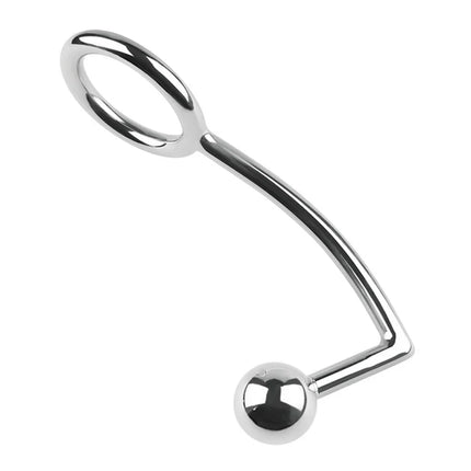 Metal Anal Hook Male Chastity Cock Ring with Anal Plug Balls Butt Plug Adultos Sex Toys for Men Strap on Prostate Massager Tool