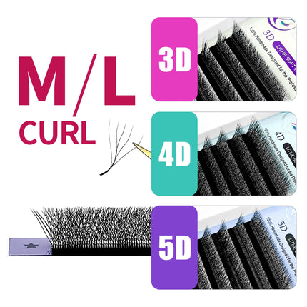 LAKANAKU 6D W Shaped L M Curl Cilios 5D W Clover Russian Eyelashes Extension Volume Lashes Extension Angle W Shape Mink Lashes