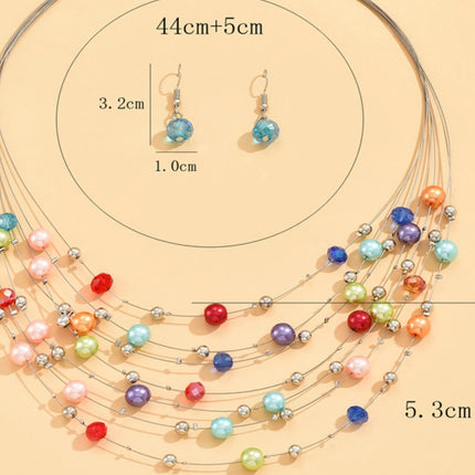 3 Pieces Of Women's Trendy Colorful Beaded Earrings, Necklaces, Jewelry Sets, Weddings, Banquets, Parties, And Holiday Gifts8776