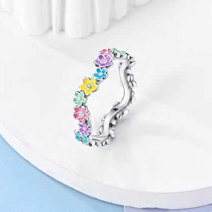 Original 925 Sterling Silver Ring Colorful Diamonds Cubic Zircon Finger Ring For Women Jewelry Wedding Engagement Birthday Gift