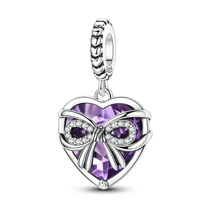 Charm Bead 925 Sterling Silver Heart Starry Sky Family Mother-Daughter-Sister Charm Fit Bracelets Pendant Women DIY Jewelry Gift