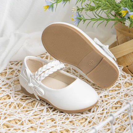 KIDSUN Fashion White Kids Girls Dress Shoes PU Leather Princess Wedding Party School Shoes Low Heel Flats for Little Big Kids