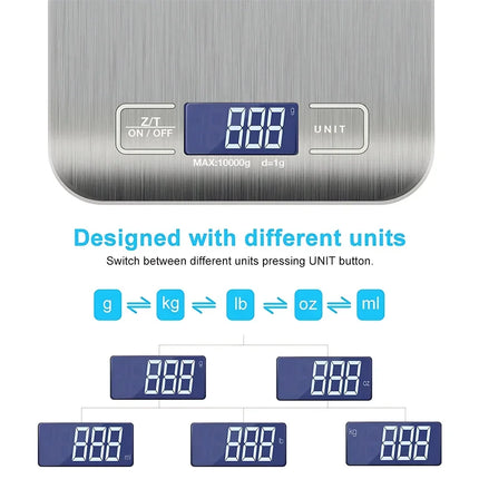5kg/1g Digital Kitchen Scale LED Stainless Steel High-precision Electronic Scales Home Jewelry Food Weighing Baking Tools