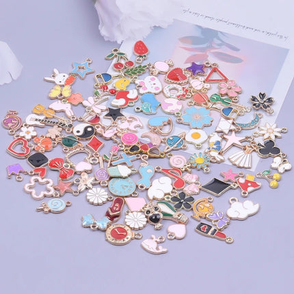 Mixed Pendants Enamel/Bracelet Charm Trinkets Flower Pendant For Jewelry Making DIY Materials Wholesale Items For Resale In Bulk