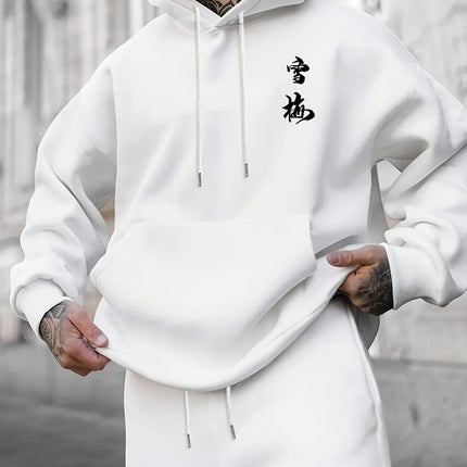 Autumn Winter Viral Korean Streetwear Double Sided Plum Blossom Kanji Print Hoodie Y2K Harajuku Aesthetic Long Sleeve Pullover