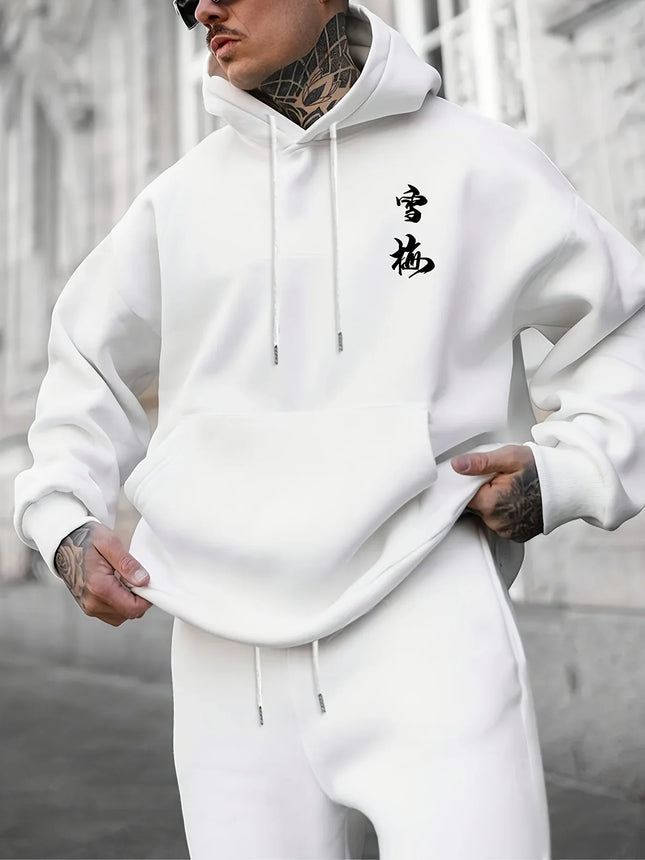 Autumn Winter Viral Korean Streetwear Double Sided Plum Blossom Kanji Print Hoodie Y2K Harajuku Aesthetic Long Sleeve Pullover