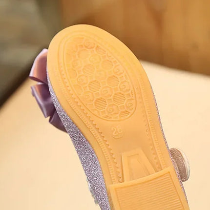 Girls Leather Shoes for Toddlers Kids Big Children Flats Glitter with Bow-knot Princess Sweet Bling Dress Shoes for Dance Party