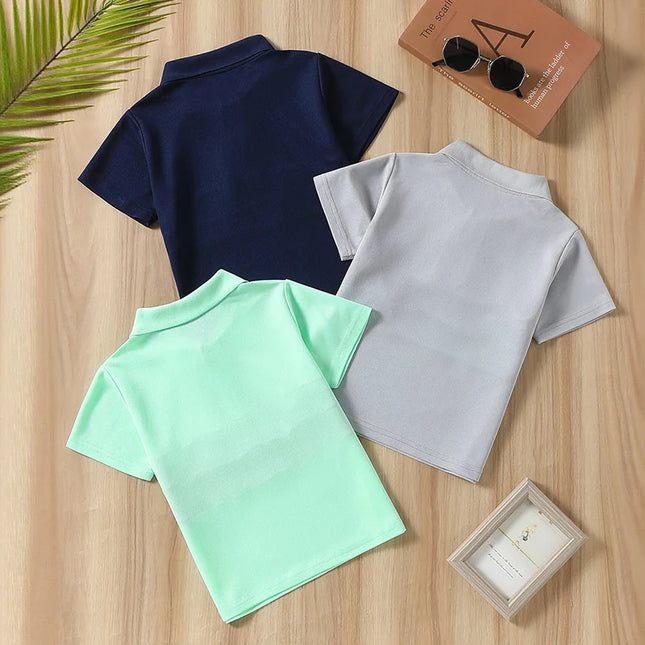 3-piece Set Of New Summer Children's Multi-color Combination POLO Top For Boys Handsome And casual Lapel Short Sleeved T-shirt