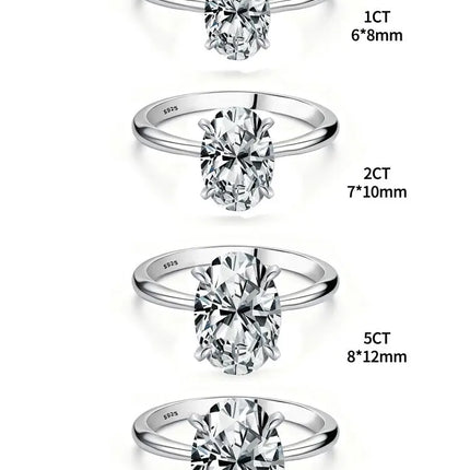 925 Sterling Silve Gorgeous Shiny 1-8CT Zircon Oval Stone Ring For Women Engagement Wedding Luxury High Quality Fine Jewelry