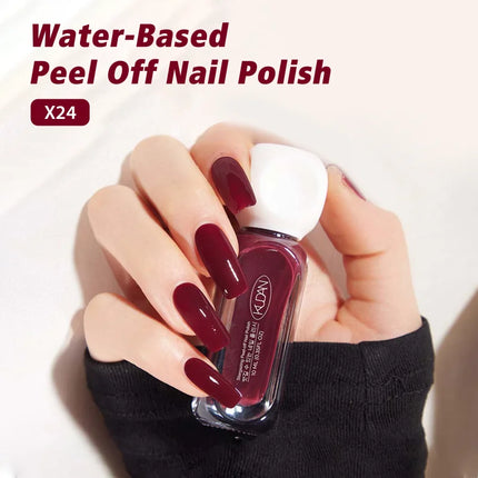 2pcs/set 10ml Water-Based Peel-Off Nail Polish Kit Red Pink Long Lasting Quick Drying No Lamp Needed Nail Art Nail Supplies