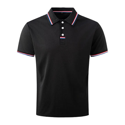 Men's Quick-Drying Solid Color Polo Shirt Summer Elastic Collared Short-Sleeved Sports T-Shirt for Active Wear