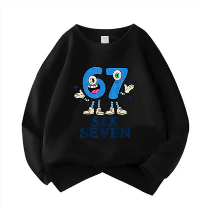 Pullover Spring Crew Neck Six Seven Italian Brainrot 67 Number Graphic Print Hoodie Boy/Girl Kids Comfortable Sweatshirt