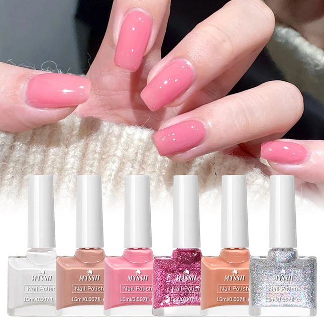 6pcs/set 15ml Water-Based Nail Polish Long Lasting Quick Drying No Need of Lamp to Cure Nail Supplies Vernis for Nails Manicure