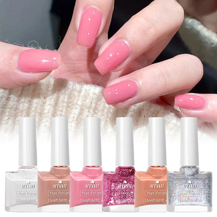 6pcs/set 15ml Water-Based Nail Polish Long Lasting Quick Drying No Need of Lamp to Cure Nail Supplies Vernis for Nails Manicure