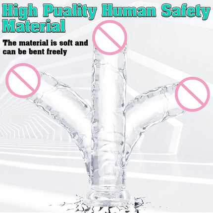 Transparent Big Dick 6 Sizes Realistic Jelly Dildo Women Gay Anal Sex Toys Soft Clitoris Vaginal Masturbators Penis Suction Cup
