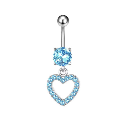 1PCS Stainless Steel CZ Belly Button Piercing Heart Navel Barbell Jewelry Butterfly Belly Button Ring Sexy Navel Ring For Women