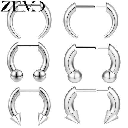 ZEMO 1 Piece 16G Horn Nose Ring Stainless Steel Threadless Septum Ring Spike Ox Horn Ear Helix Nostril Piercing Jewelry 8MM/10MM