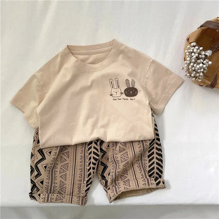 2025 Summer New Arrivals Children's short sleeve T-shirts Pure Cotton 2-7Y Cartoon Bunny T shirt Boys and Girls Loose casual Tops