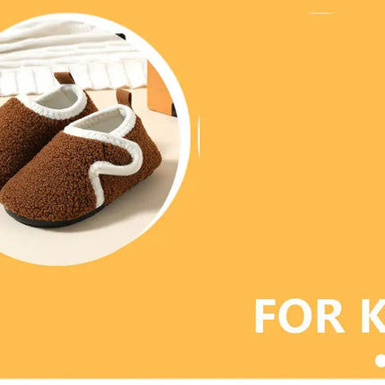 슬리퍼 Child Cotton Slippers Solid Warm Kids Winter Home Shoes Boys Girls Plush Floor Shoes Indoor Soft Sole Anti-slip Cotton Shoes