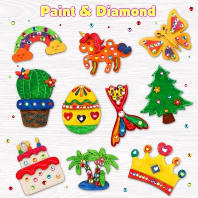 30pcs DIY Wooden Magnets, Glow in The Dark Wooden Art Craft Supplies Painting Kit for Activities Party Favors for Boys Girls Ag