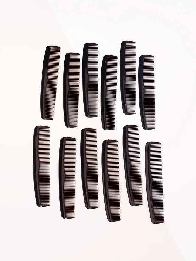 12PCS Portable Plastic Anti-Static Double-Sided Fine-Toothed Hair Combs – Salon Hair Comb Tools for Real Hair Wigs