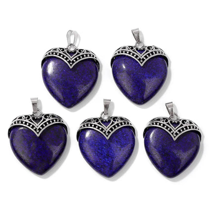 Blue Lapis Lazuli Pendant Gems Cross Hand Oval Shape Natural Stone Lapis Lazuli Charms for Jewelry Making Necklace DIY Bracelet