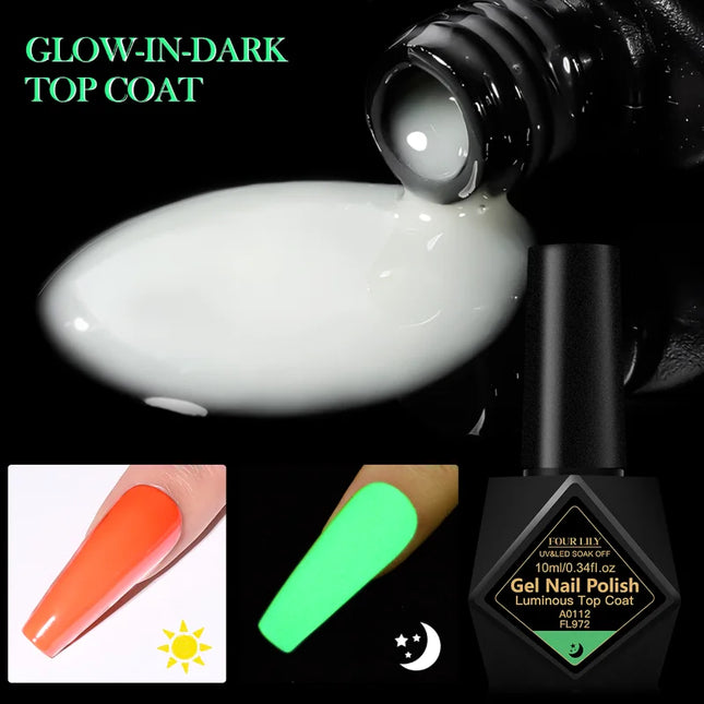 10ml Milk White Luminous Top Coat Gel Nail Polish Neon UV LED Nails Gel Soak Off Gel Varnish Fluorescent Nail Art Nail Supplies