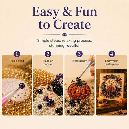 Halloween Ghost Pearl Art DIY Kit, Spooky Cute 3D Painting Crafts for Adults, DIY Fall Home Decor Wall Art,  DIY Party Gift