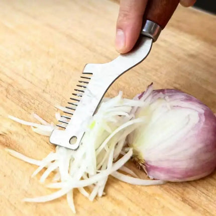 Professional Scallion Slicer Green Onion Cutter With Curved Design Stainless Steel Blades Wooden Handle Kitchen Cooking Tools