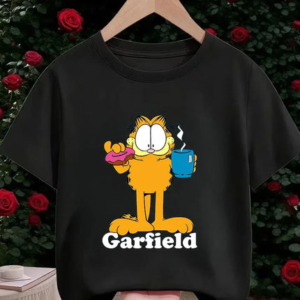 Summer Garfield Fashion T Shirt Children Boys Girls Cute Kawaii Cartoon Crew Neck Street Casual Wear 3 14T