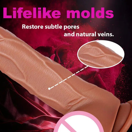 1pc 8.6inch Thrust Realistic Dildo Vibrator With 9 Telescopic And 10 Vibration Modes With Heating, Silicone Soft Realistic Remote Control Adult Sex Toy For G-spot Vibration Stimulation With Powerful Suction Cup