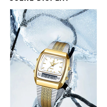 LIEBIG Luxury Dual Display Time Quartz Watches For Men Women Fashion Outdoor Sports Week Waterproof Digital Wristwatches Relojes