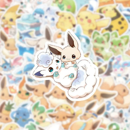 60PCS Cute Eevee Graffiti Stickers Sylveon Pokemon Anime Cartoon Decal Luggage Phone Cup Guitar Fridge Scraphbook Kid Toys