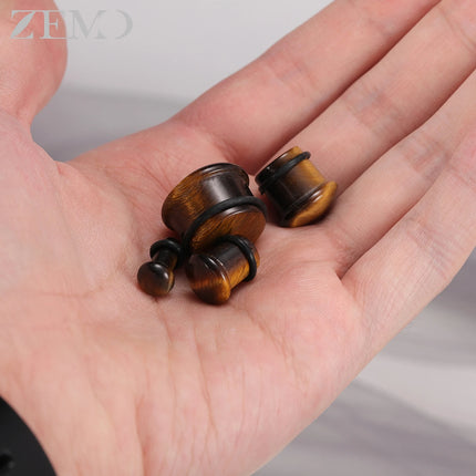 ZEMO 2pcs/lot Natural Stone Ear Plugs and Tunnels Unisex Punk Large Gauges Single Flare Flesh Stretcher Expander Piercings 4-18MM
