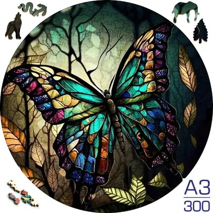 Sunflower Butterfly Jigsaw Wood Puzzle, Difficult To Play Irregular Animal Fragment Puzzle, for Adults Relieve Stress  Gift