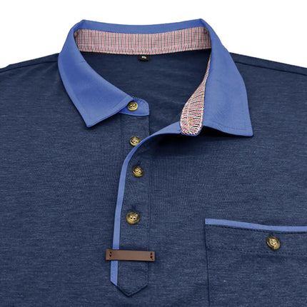 Men's Long-sleeved Polo Shirt Casual Spring and Autumn Top Fashionable Men's Clothing Loose Men's T-shirt Solid Color Pullover.