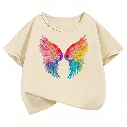 Fashion Colorful Wing T Shirts Graphic Short Sleeve Kids Children's T-shirt Boys Girls Summer Spring Casual Top Tee Shirt