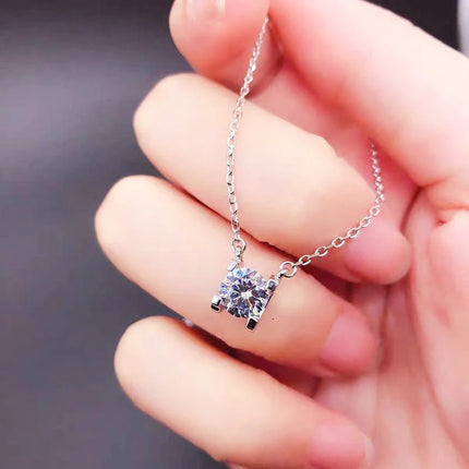 Classic 4 Prong Moissanite Pendant for Couple Men Women Wedding Jewelry Necklace D Color Lab Diamond Luxury Fine Jewelry