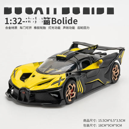 1:32 Bolide Miniature GT Die Casting Model Car Metal Alloy Sound & Light Pull Back Toy Car Birthday Gift