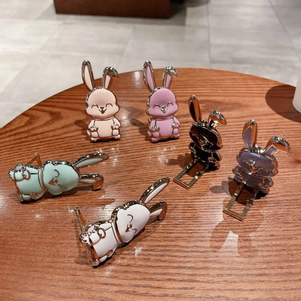 Cute ABS Bunny Finger Ring Holder Mobile Phone Holder Foldable Mobile Phone Mini Pull Rod Phone Back Sticker Pad
